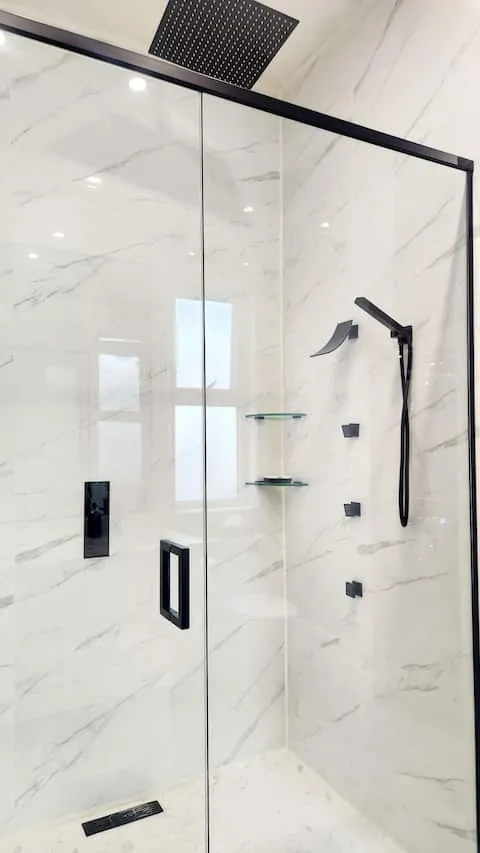 Suite master bathroom with rain shower